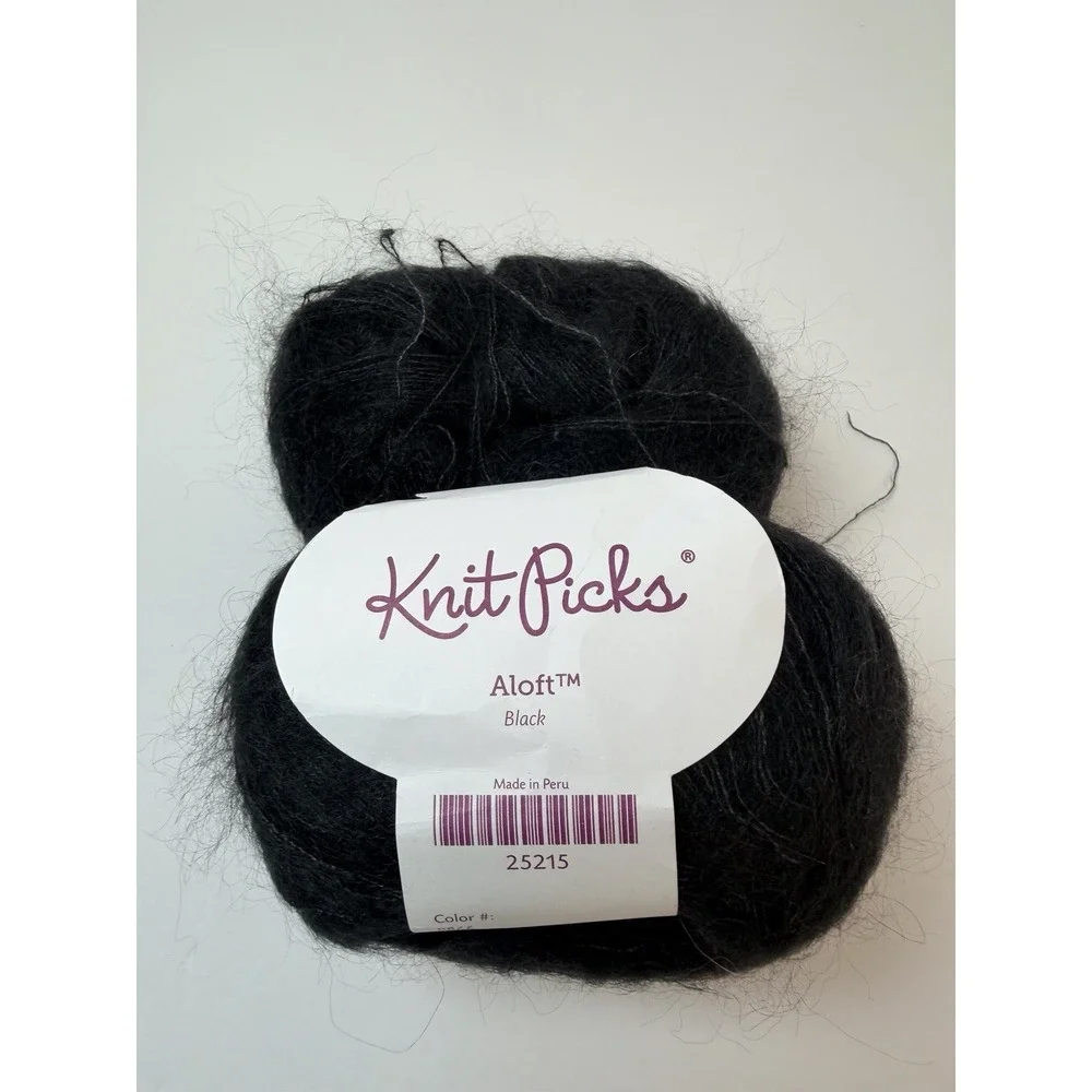 Knit Picks Aloft Mohair Silk Yarn Black Lot Of 2 Lace Weight 25 G Each